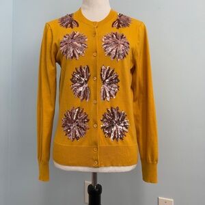 J Crew Sequin flower Jackie cardigan sweater Size M